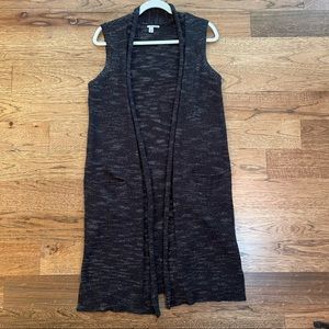 Halogen Women's Marled Black with Gray Open Cardigan Sweater Size Small